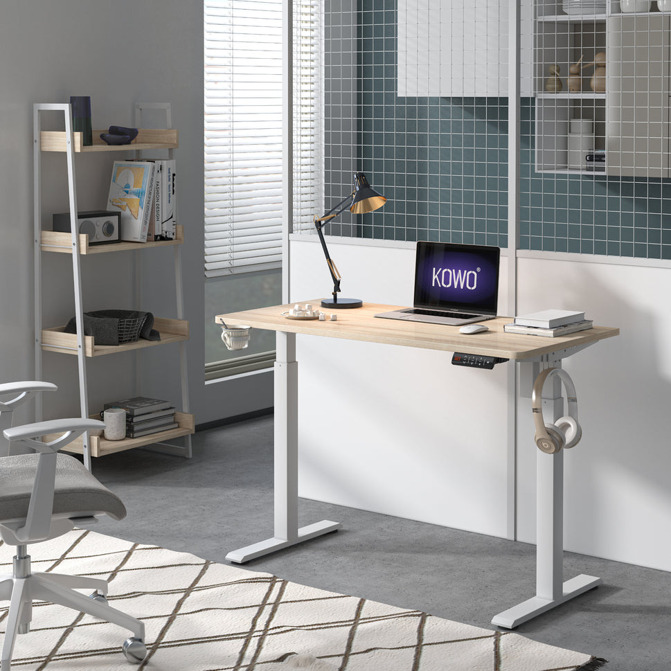 KOWO 48" K304 Electric Height Adjustable Standing Desk, Natural/White
