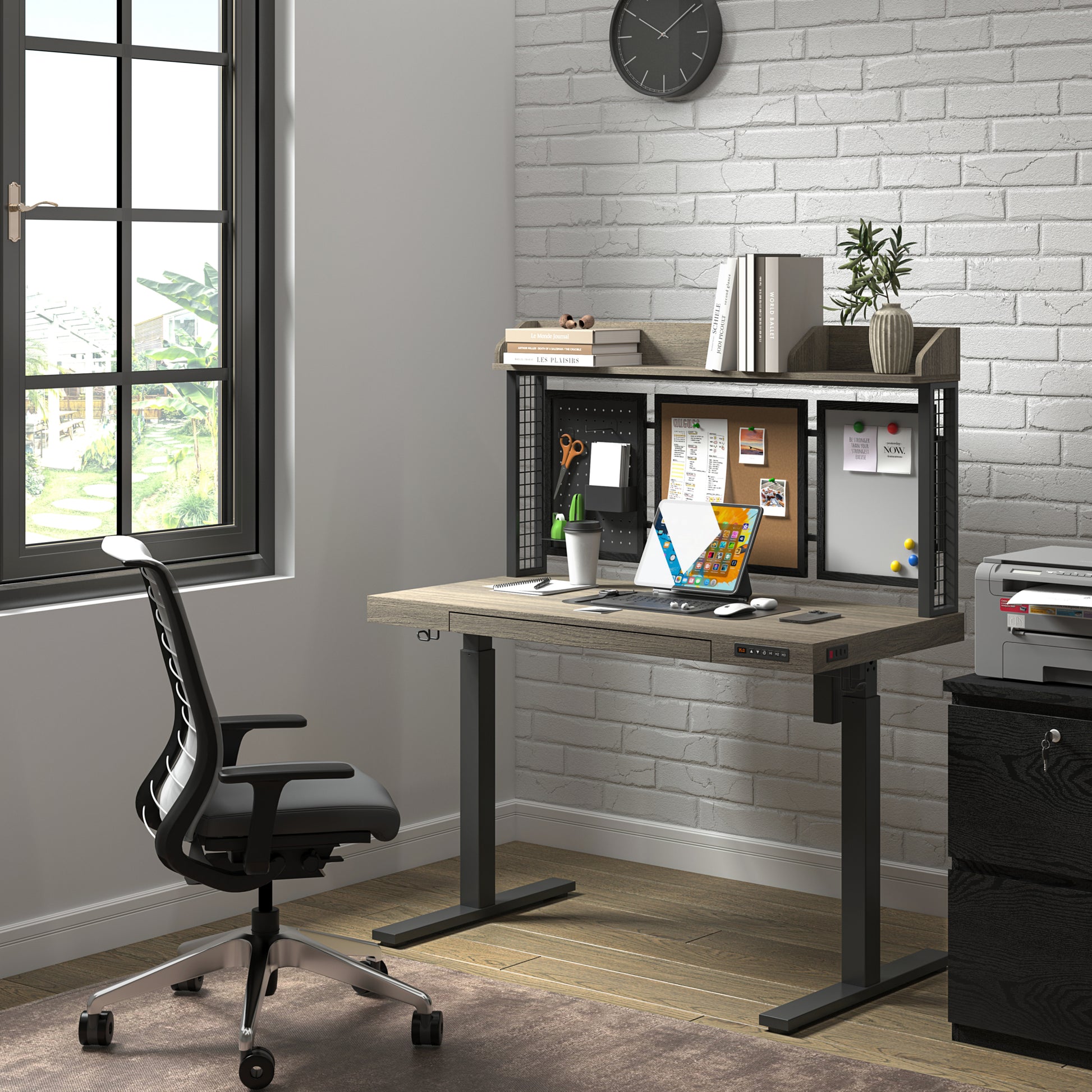 KOWO 48" K305 Electric Height Adjustable Standing Desk, Grey Oak