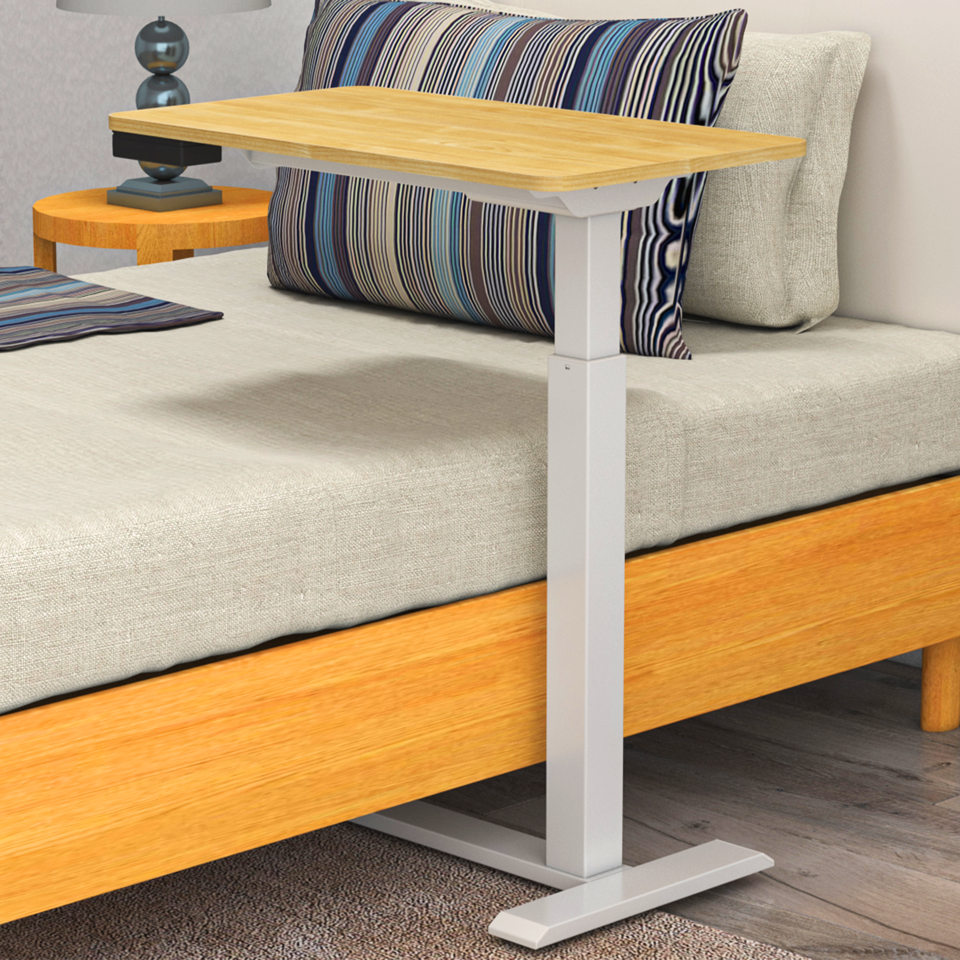 KOWO K30016 Electric Height Adjustable Standing Desk with Drawer, Natural/White