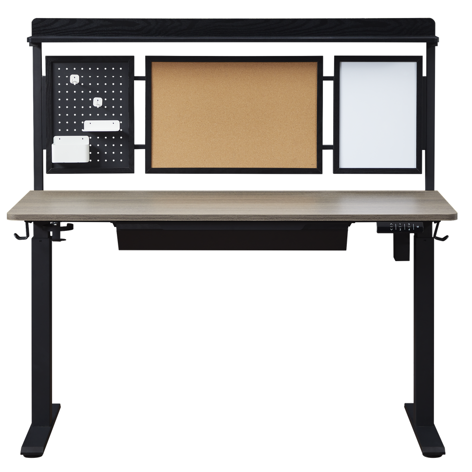 KOWO 48" K304 Electric Height Adjustable Standing Desk with Back Borad and Drawer Grey Oak