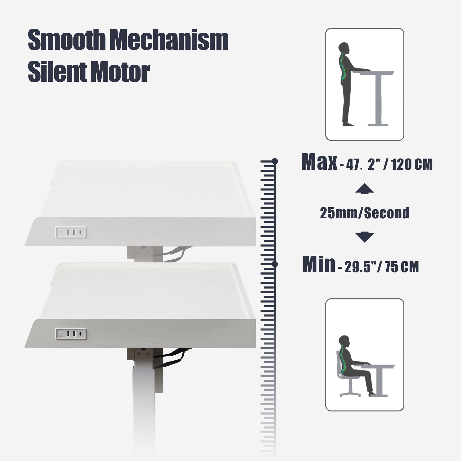 KOWO 48" K309 Electric Height Adjustable Standing Desk with Drawer, White
