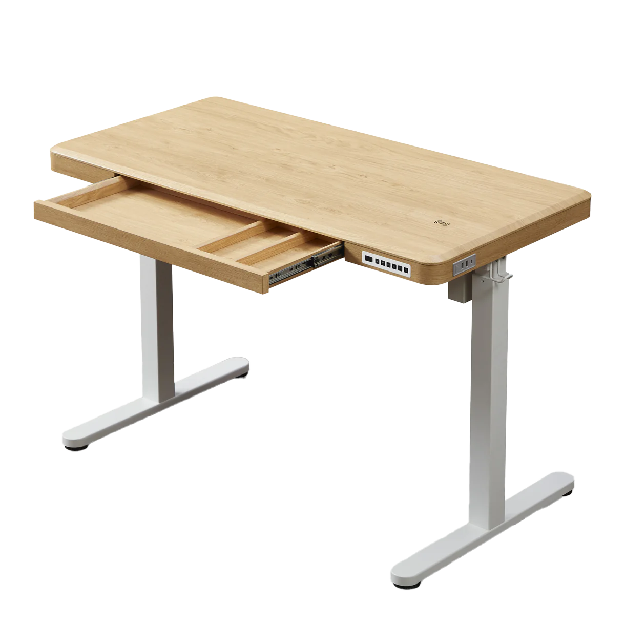 KOWO 48" K3101 Electric Height Adjustable Standing Desk with drawers,Natural/White