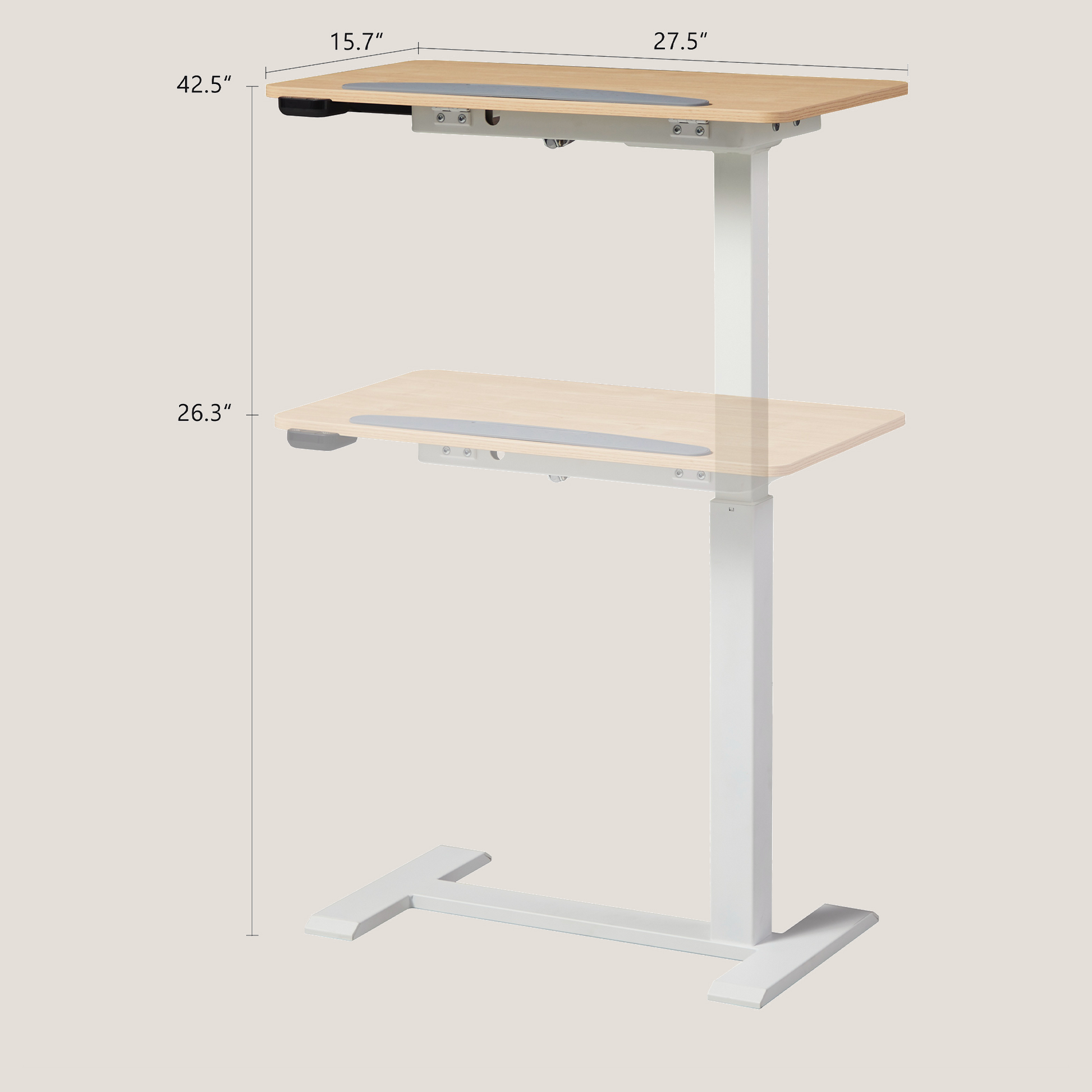 KOWO K30016 Electric Height Adjustable Standing Desk with Drawer, Natural/White