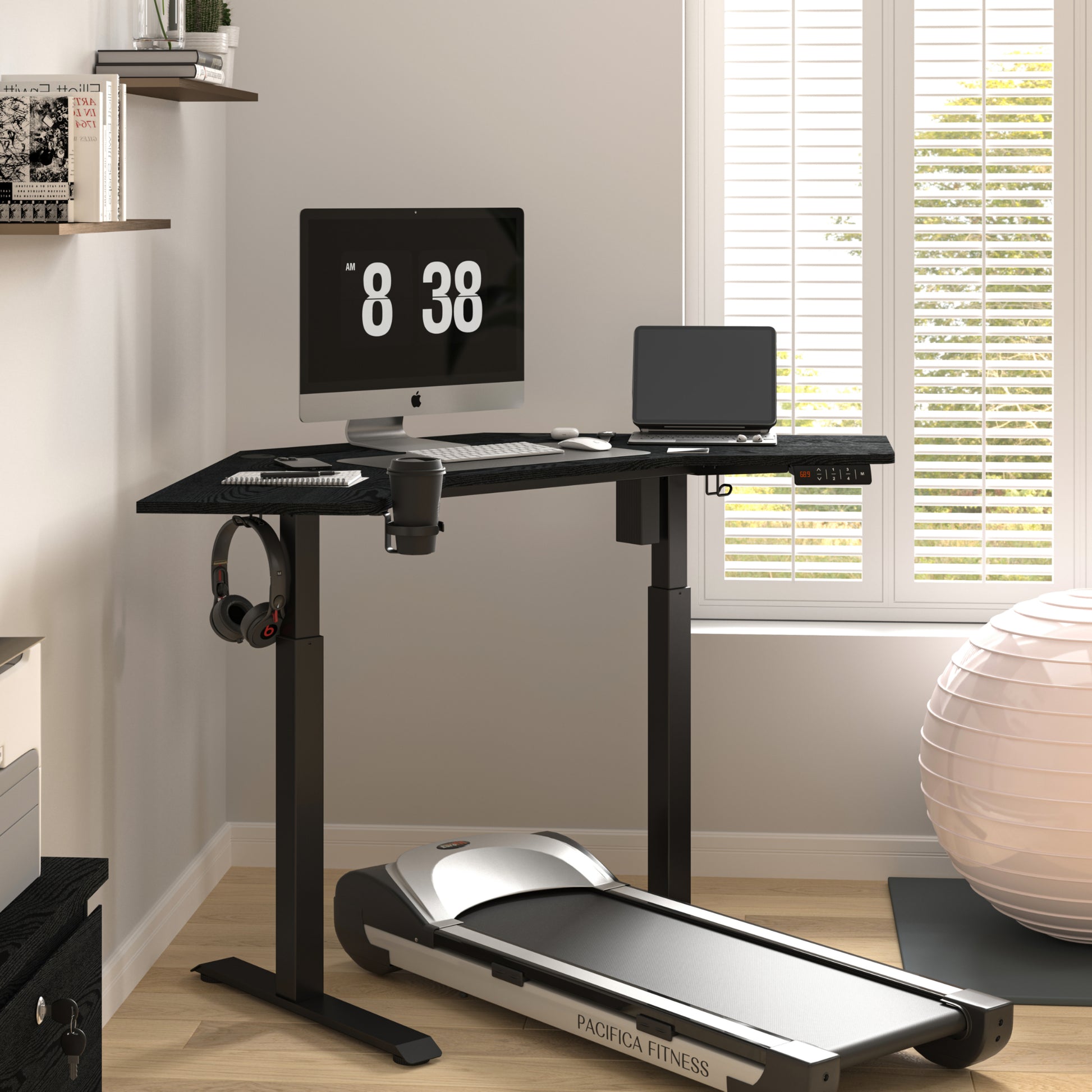 KOWO K314 Corner Electric Height Adjustable Standing Desk, Black