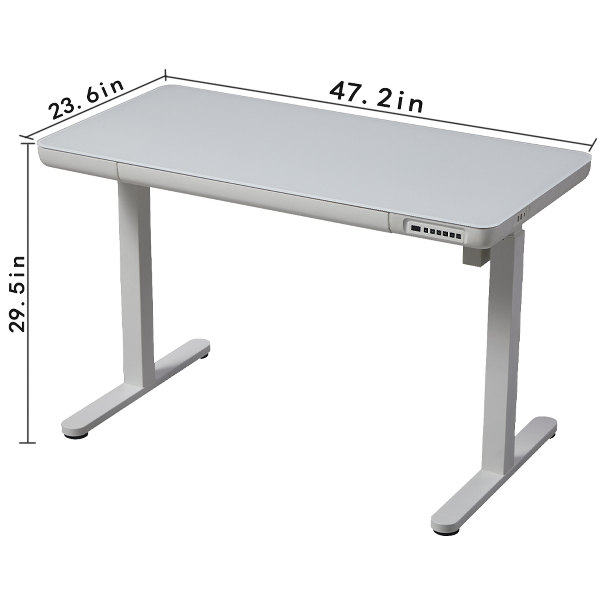 KOWO 48" K3024 Electric Height Adjustable Standing Desk with Tempered Glass Top,White