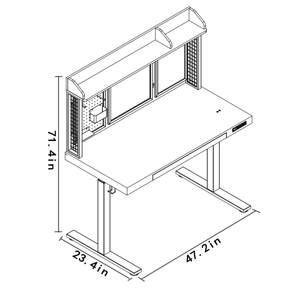 KOWO 48" K305 Electric Height Adjustable Standing Desk with Back Board and Drawer, Natural/White