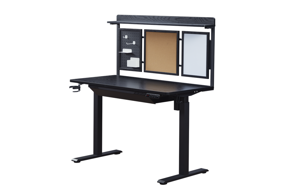 KOWO 48" K304 Electric Height Adjustable Standing Desk with Back Borad and Drawer Black