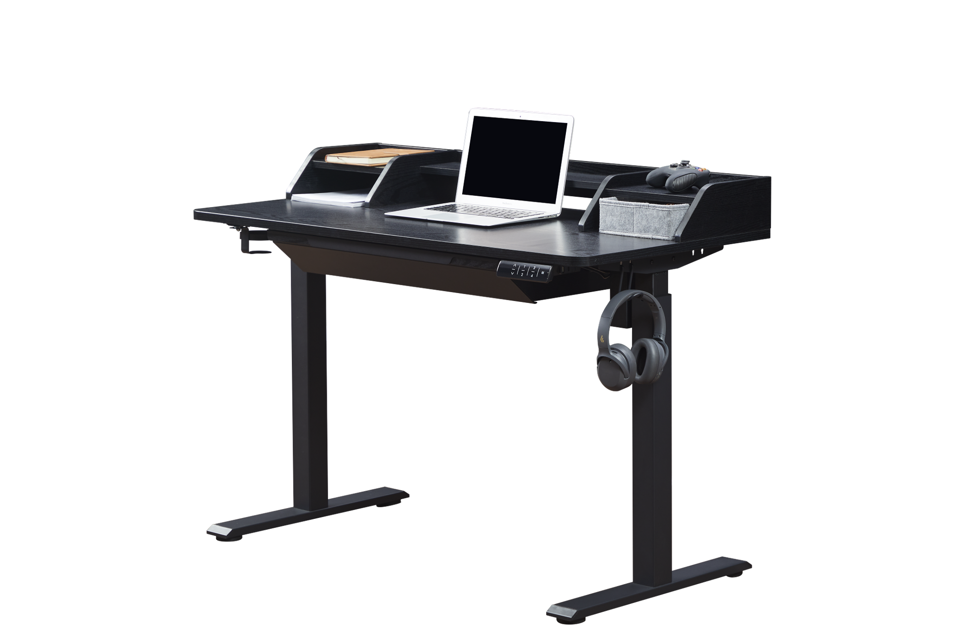 KOWO 48" K304 Electric Height Adjustable Standing Desk with Hutch and Drawer, Black