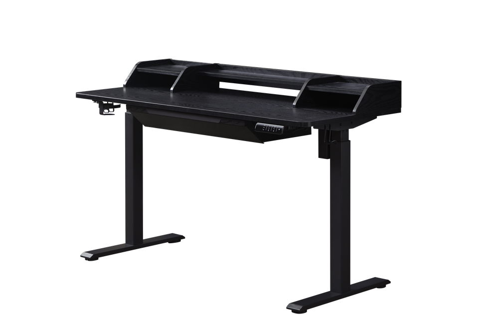 KOWO 55" K304 Electric Height Adjustable Standing Desk with Hutch and Drawer, Black