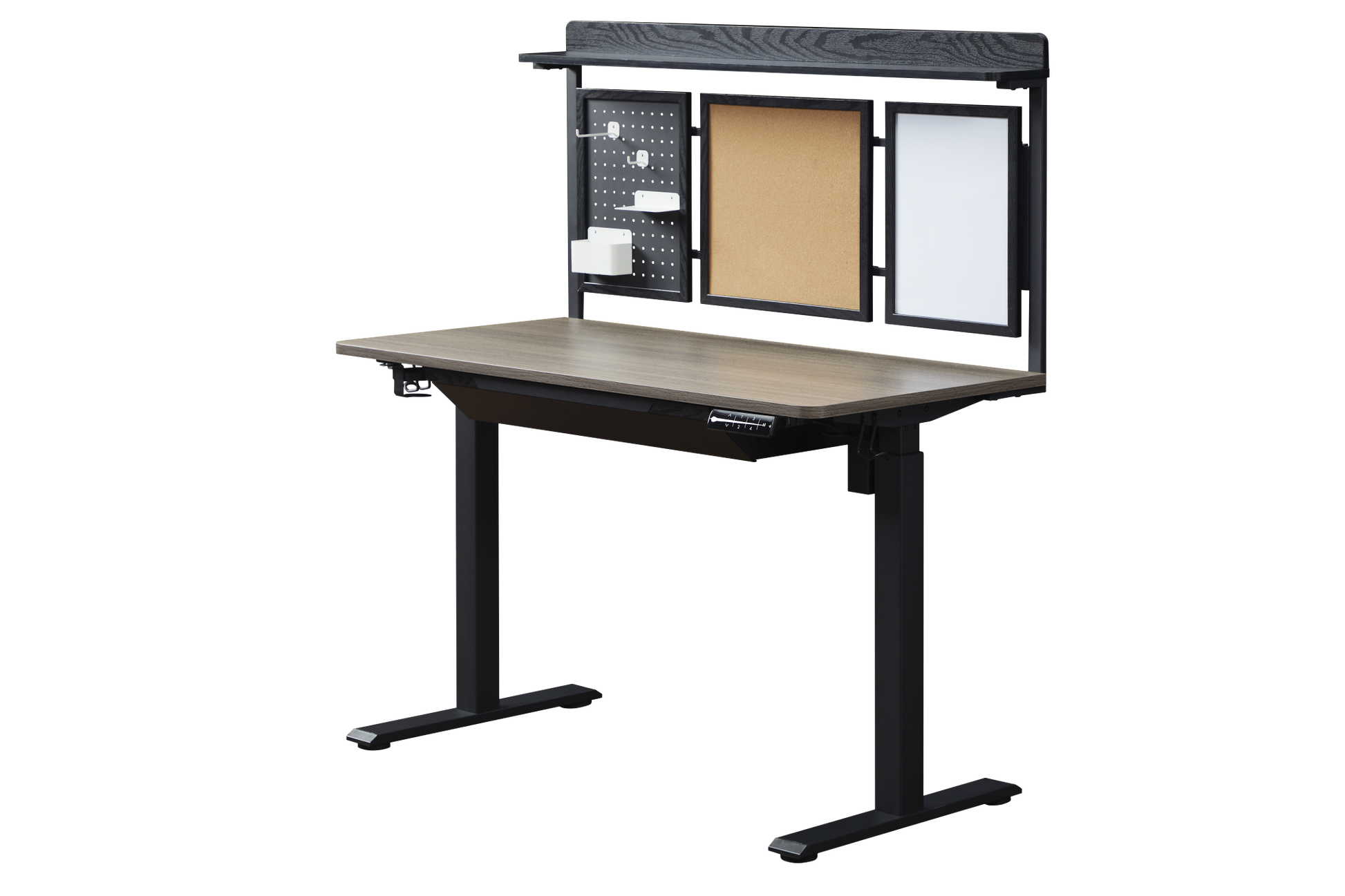 KOWO 48" K304 Electric Height Adjustable Standing Desk with Back Borad and Drawer Grey Oak