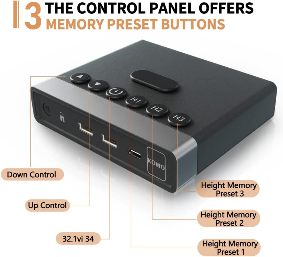 Height Adjustable Electric Standing Desk with Storage Shelves, KOWO 47" Stand Up Home Office Desk with Keyboard Shelf (Grey