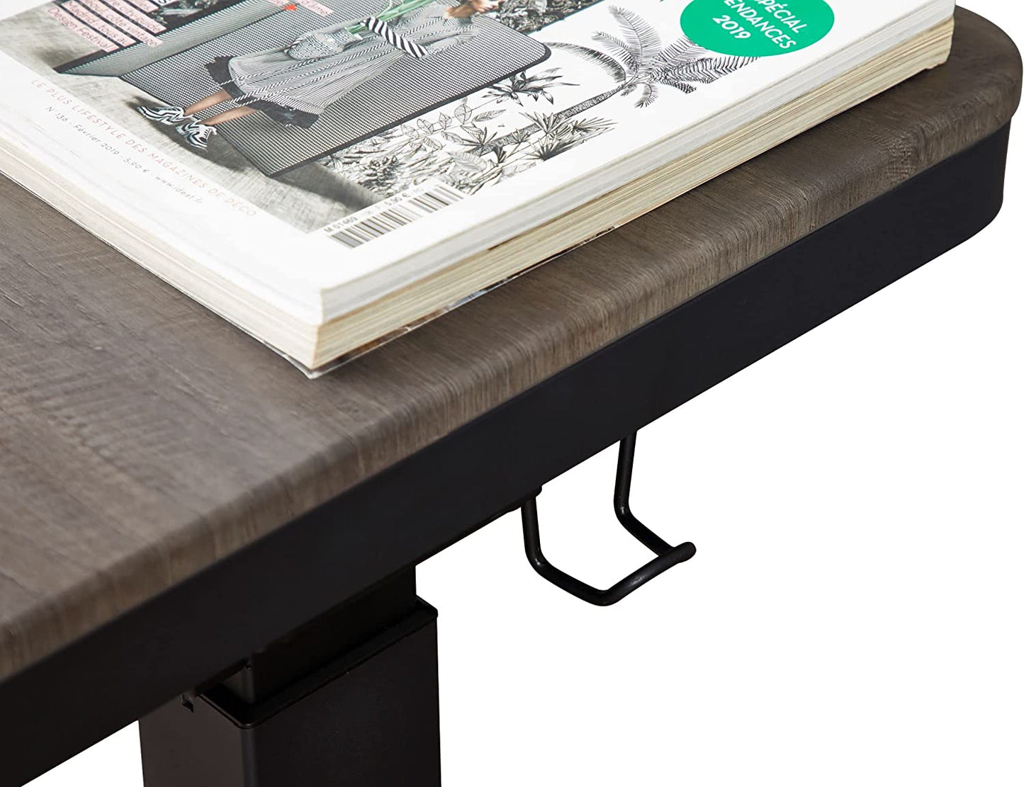 KOWO Electric Standing Desk with Drawers Integrated Wireless Charger, 48" Adjustable Height Whole Piece Desktop Home Office Computer Desk, Grey Oak/Black