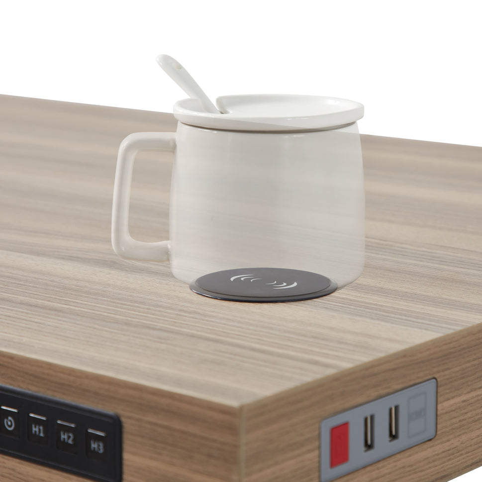 KOWO Electric Height Adjustable Standing Desk with Drawer, 48" Home Office Wooden Computer Desk Ergonomic Memory Control Workstation Sit Stand Desk, Greige/Grey