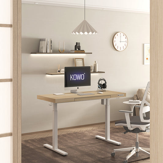 KOWO 55" K305 Electric Height Adjustable Standing Desk, Natural/White