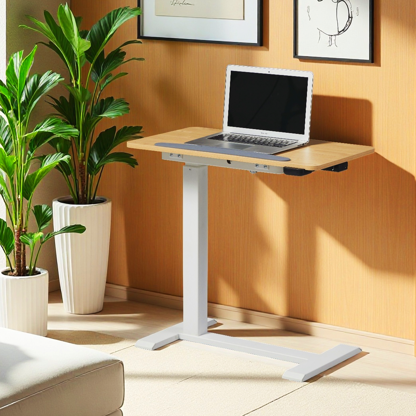 KOWO K30016 Electric Height Adjustable Standing Desk with Drawer, Natural/White