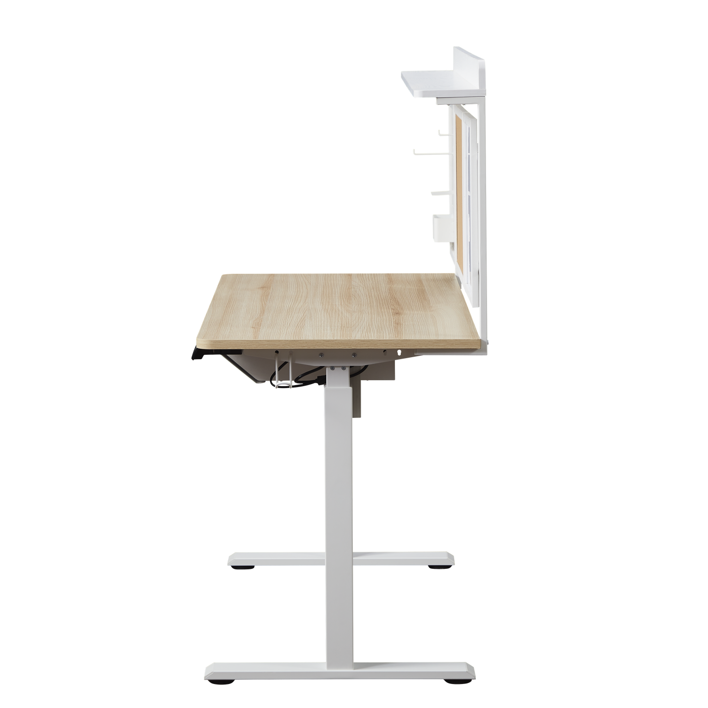 KOWO 55" K305 Electric Height Adjustable Standing Desk with Back Board and Drawer, Natural/White