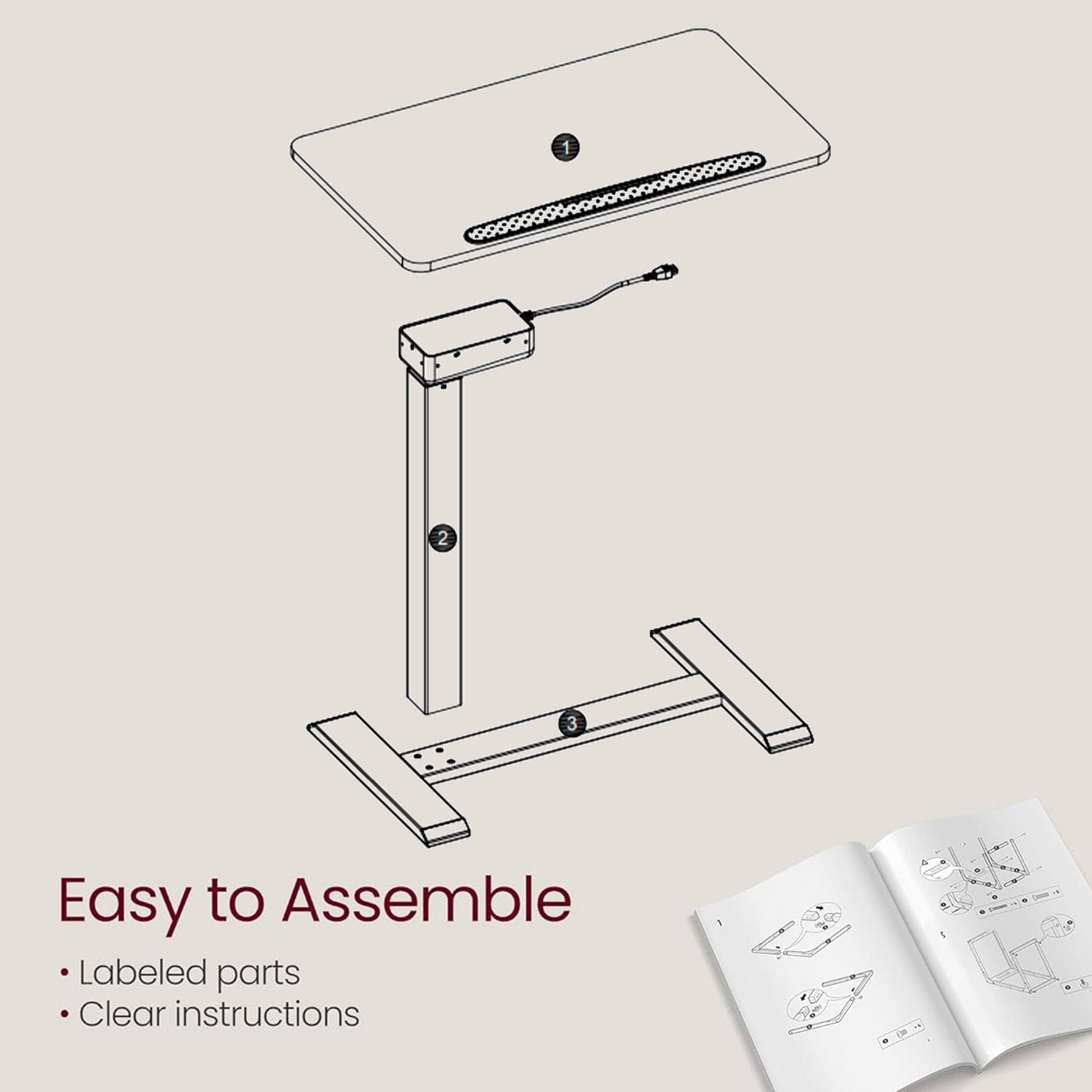 KOWO K30016 Electric Height Adjustable Standing Desk with Drawer, Natural/White