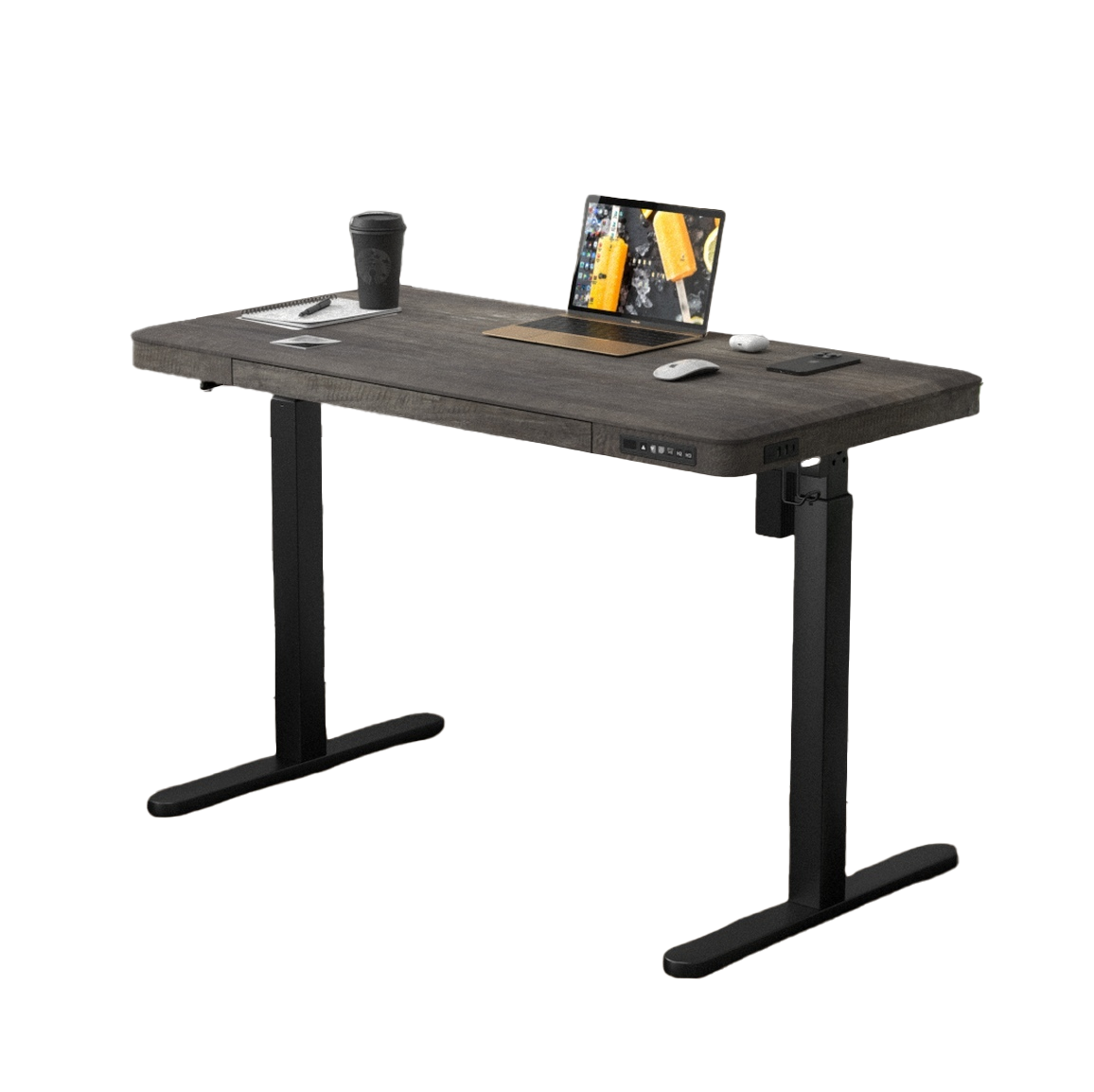 KOWO 48" K3101 Electric Height Adjustable Standing Desk with drawers,Grey Oak/Black