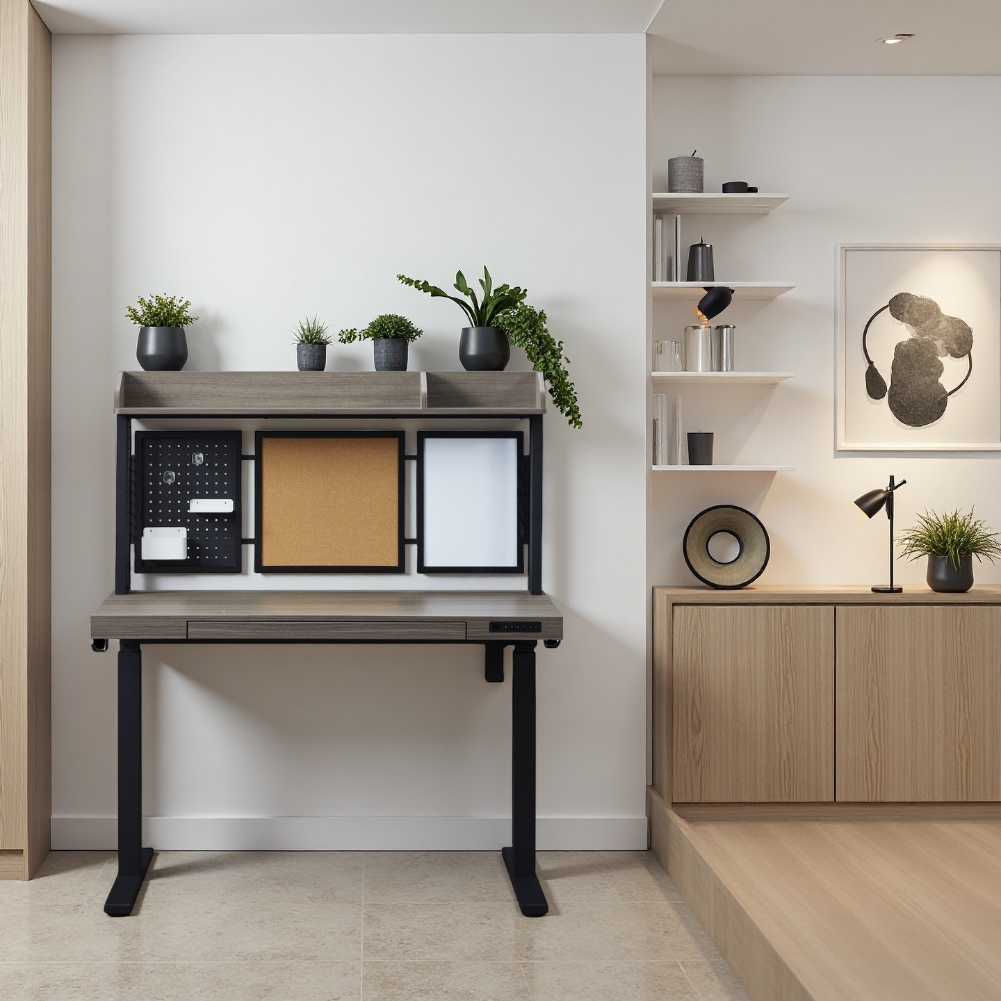 KOWO 48" K305 Electric Height Adjustable Standing Desk, Grey Oak