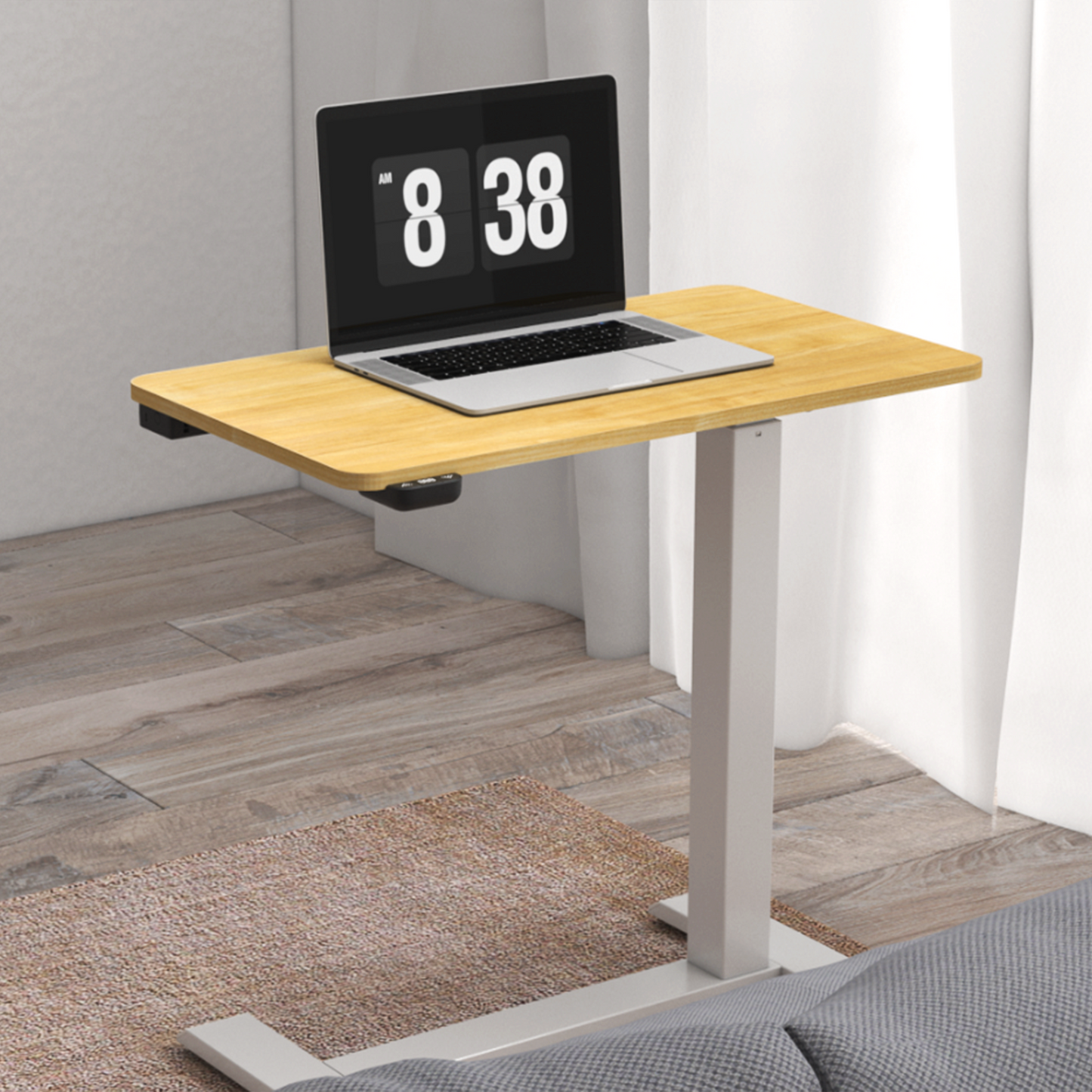 KOWO K30016 Electric Height Adjustable Standing Desk with Drawer, Natural/White