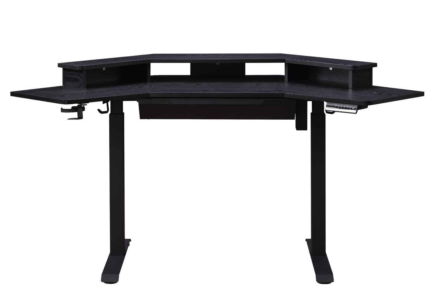 KOWO K314 Corner Electric Height Adjustable Standing Desk with Hutch and Drawer, Black