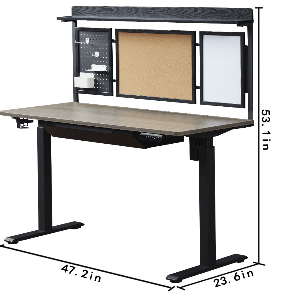 KOWO K314 Corner Electric Height Adjustable Standing Desk with Hutch and Drawer, White size chart