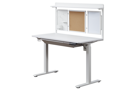 KOWO 48" K3041 Electric Height Adjustable Standing Desk with Back Borad and Drawer White