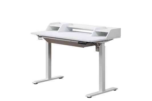 KOWO 48" K304 Electric Height Adjustable Standing Desk with Hutch and Drawer, White