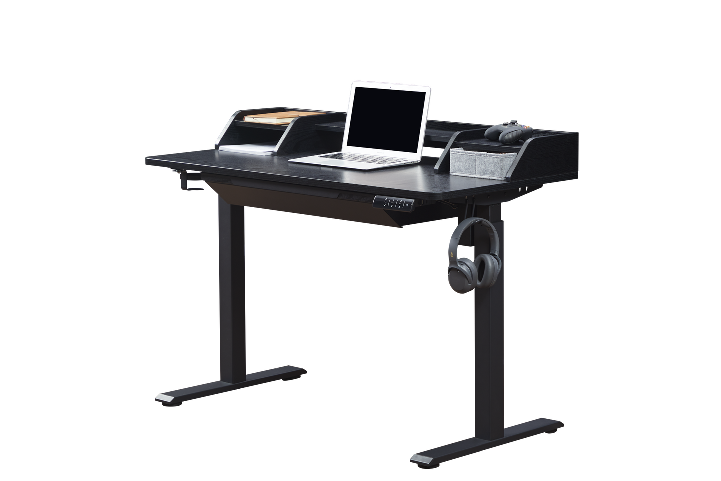 KOWO 48" K304 Electric Height Adjustable Standing Desk with Hutch and Drawer, Black