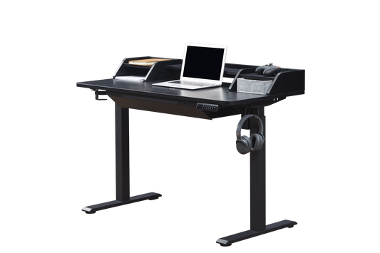 KOWO 48" K304 Electric Height Adjustable Standing Desk with Hutch and Drawer, Black