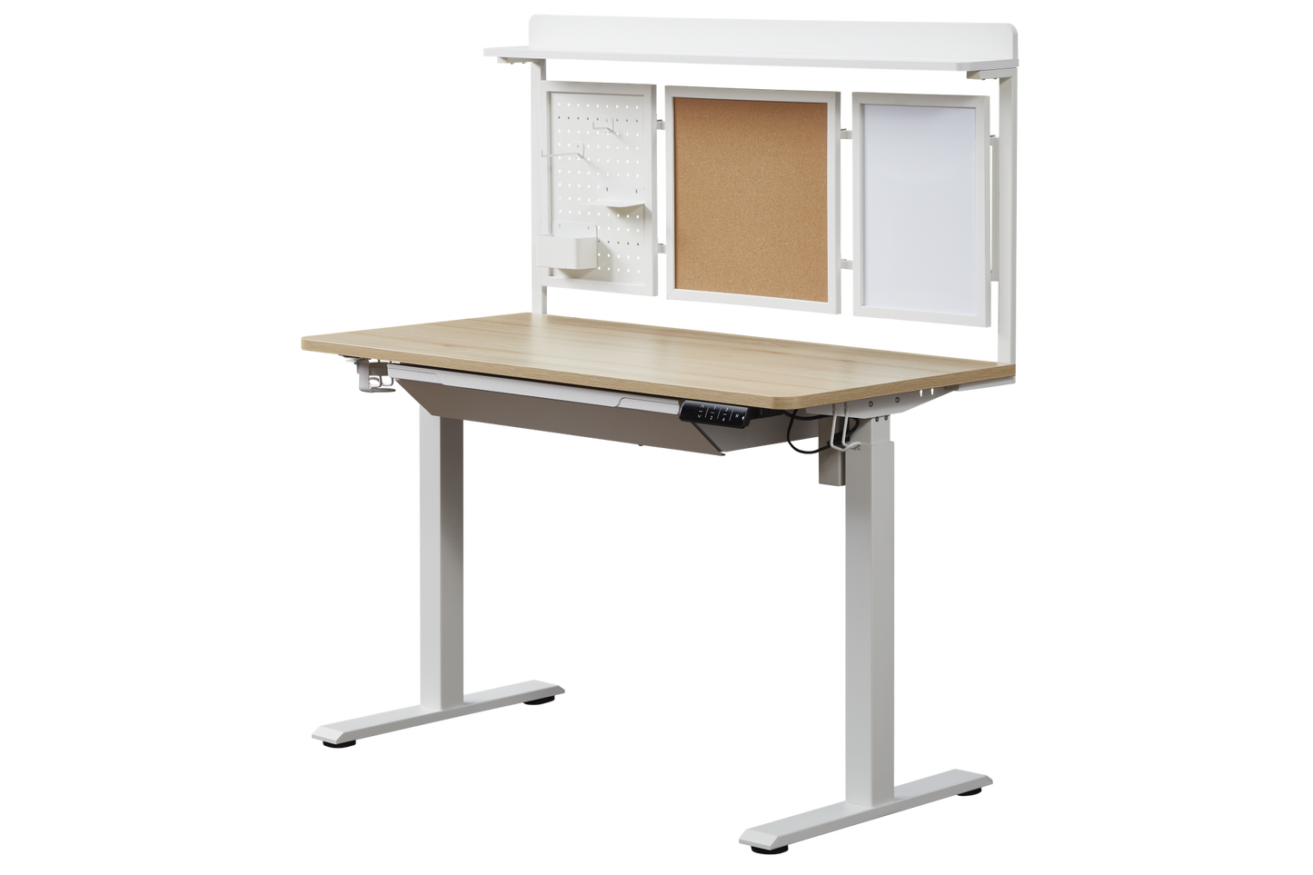 KOWO 48" K304 Electric Height Adjustable Standing Desk with Back Borad and Drawer Natural/White