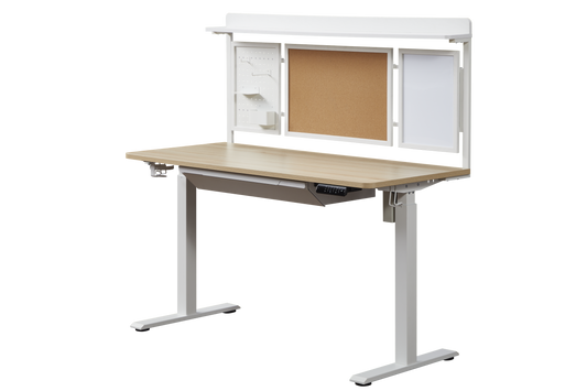 KOWO 55" K304 Electric Height Adjustable Standing Desk with Back Borad and Drawer Natural/White