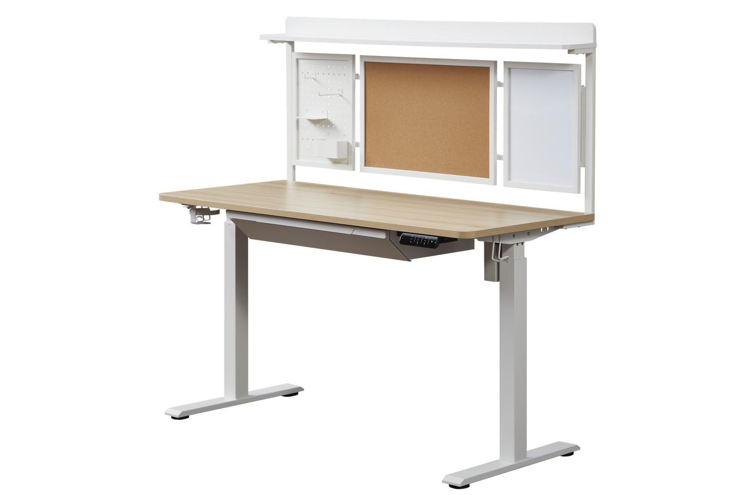 KOWO 55" K304 Electric Height Adjustable Standing Desk with Back Borad and Drawer Natural/White