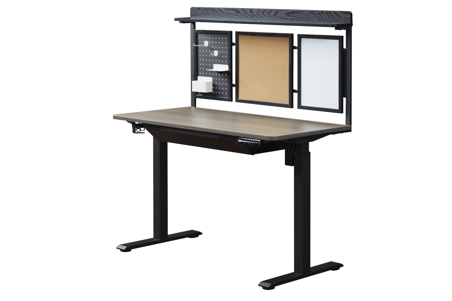 KOWO 48" K304 Electric Height Adjustable Standing Desk with Back Borad and Drawer Grey Oak