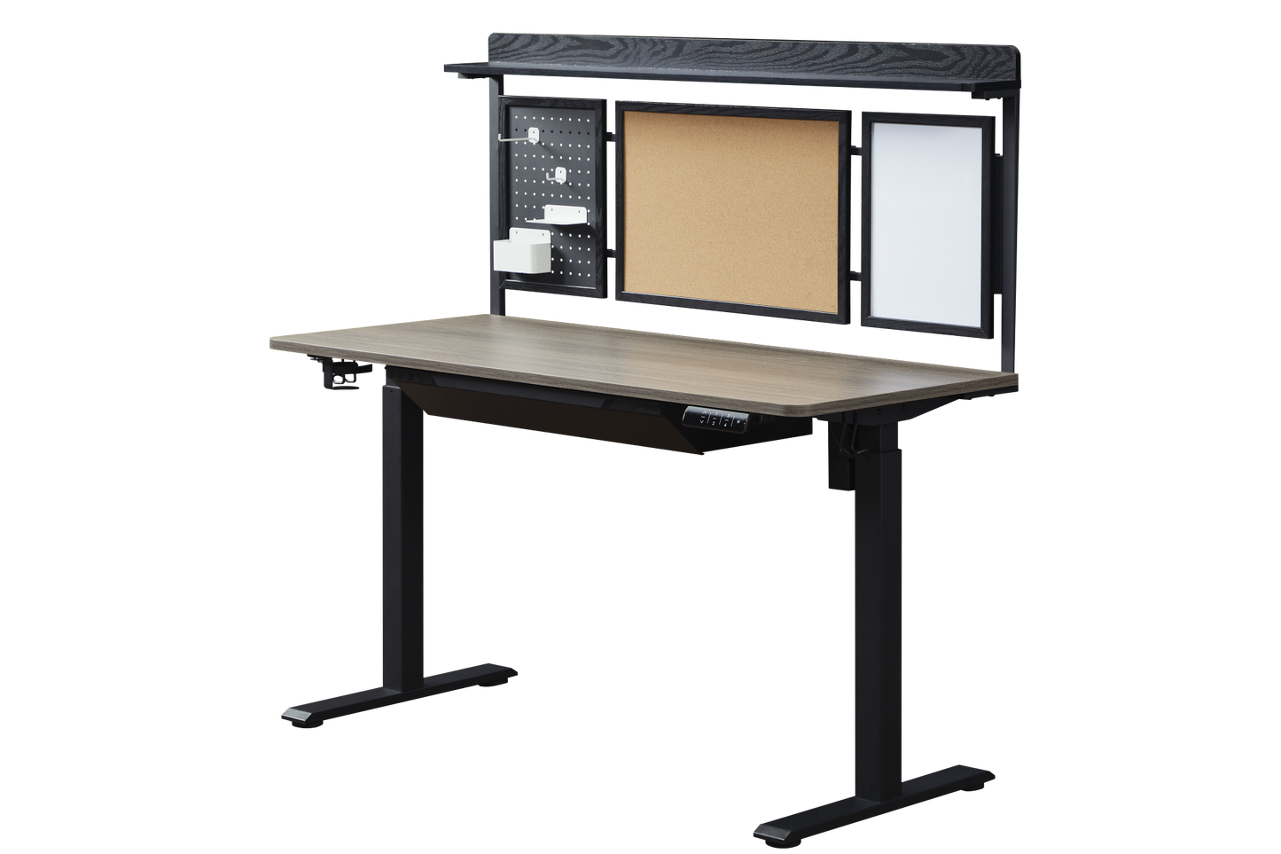 KOWO 55" K304 Electric Height Adjustable Standing Desk with Back Borad and Drawer Grey Oak