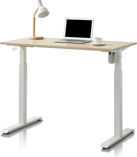 KOWO Electric Height Adjustable Standing Desk, 48" Home Office Wooden Computer Desk Ergonomic Memory Control Workstation Sit Stand Desk Natural