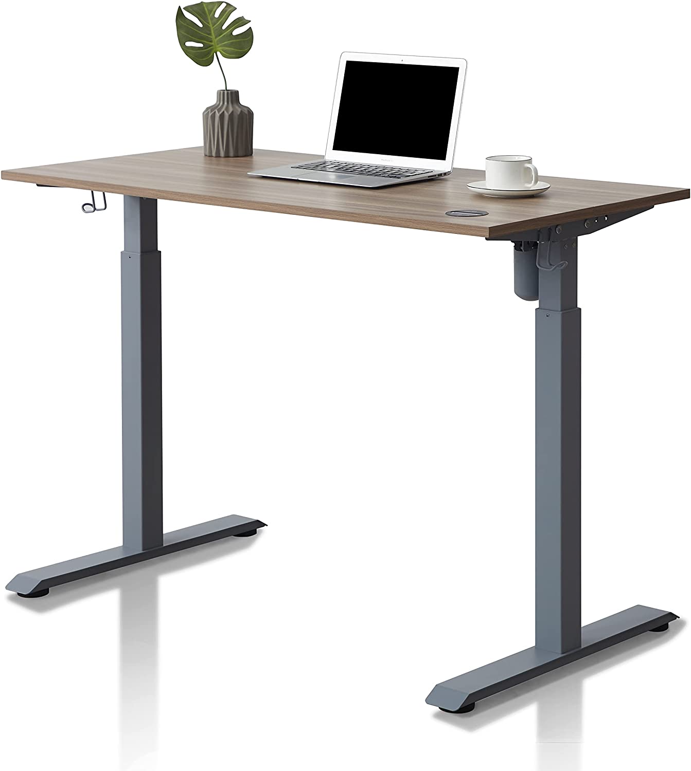 Kowo Electric Height Adjustable Standing Desk, Home Office Wooden Computer Desk Ergonomic Memory Control Workstation, Natural/White