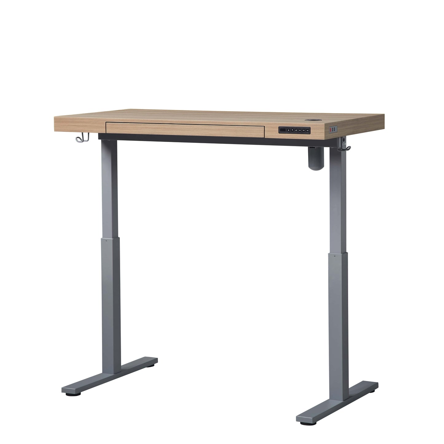 KOWO Electric Height Adjustable Standing Desk with Drawer, 48" Home Office Wooden Computer Desk Ergonomic Memory Control Workstation Sit Stand Desk, Greige/Grey